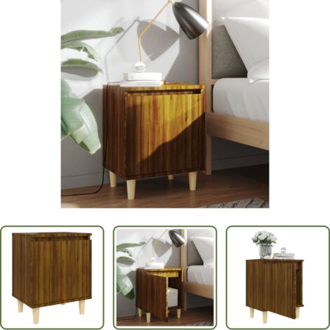 vidaXL Comodino scandinavo -  Comodino con Gambe in Legno Massello Rovere Marrone 40x35x50 cm
