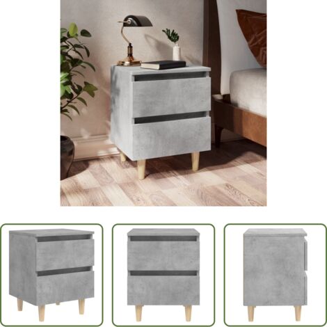 vidaXL Comodino scandinavo -  Comodino con Gambe in Pino Massello Grigio Cemento 40x35x50 cm