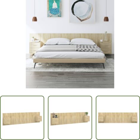 vidaXL Comodino -  Testiera Letto con Armadietti Legno Multistrato Rovere Sonoma