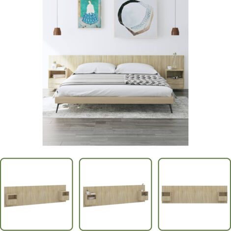 vidaXL Comodino -  Testiera Letto con Armadietti Legno Multistrato Rovere Sonoma