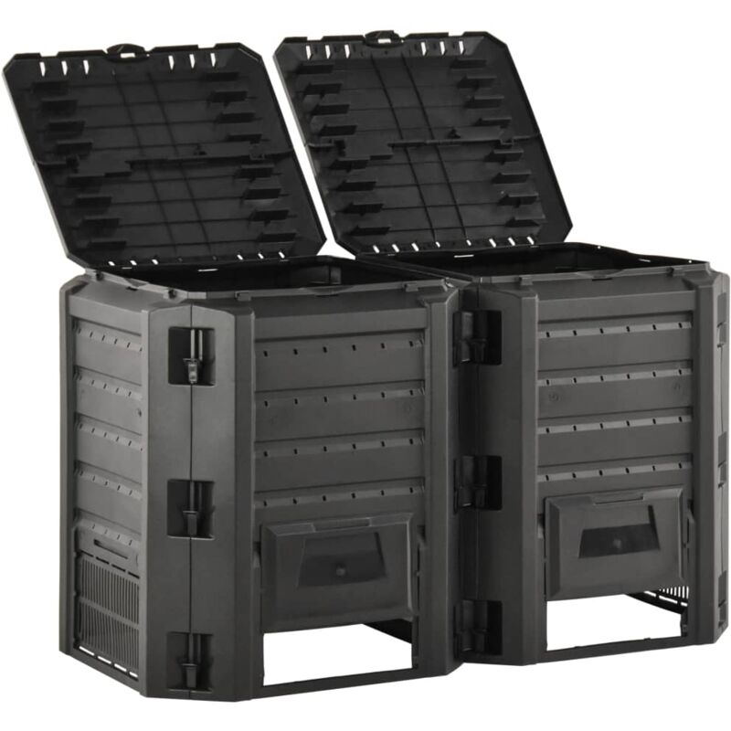 

vidaXL Compostador de jardín negro 800 L - Negro