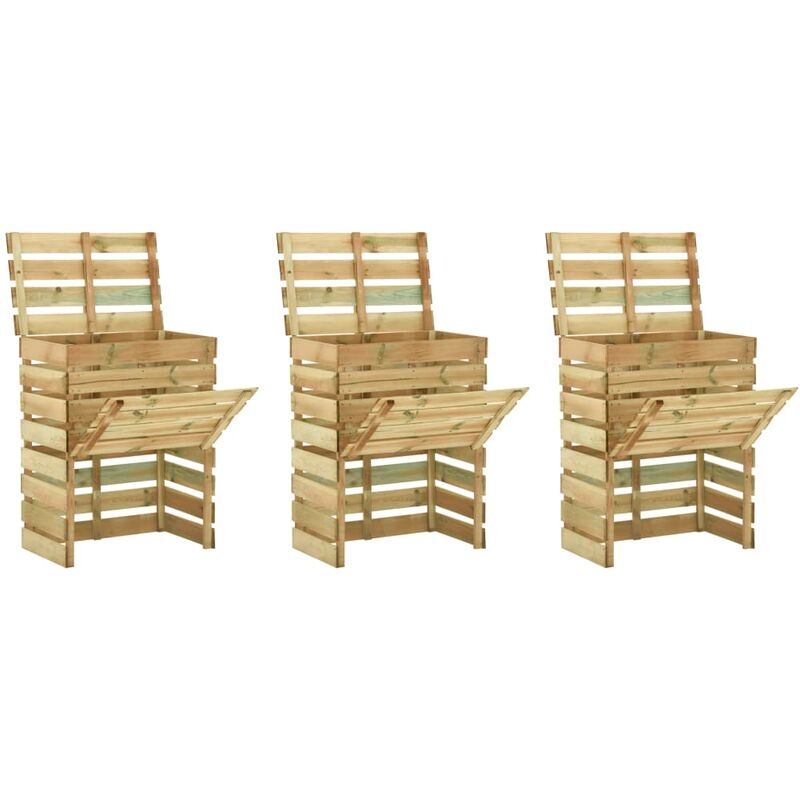 

vidaXL Compostador listones 3 uds madera pino impregnada 80x50x100 cm - Marrón