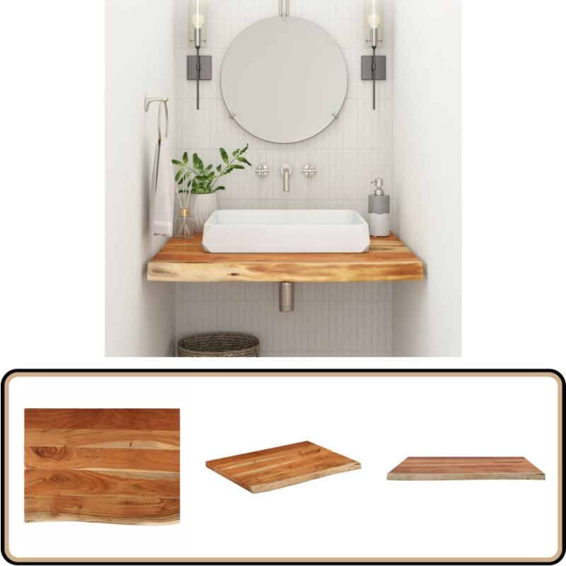 Comptoir de salle de bain 70x60x2,5 cm rectangulaire acacia - Vidaxl