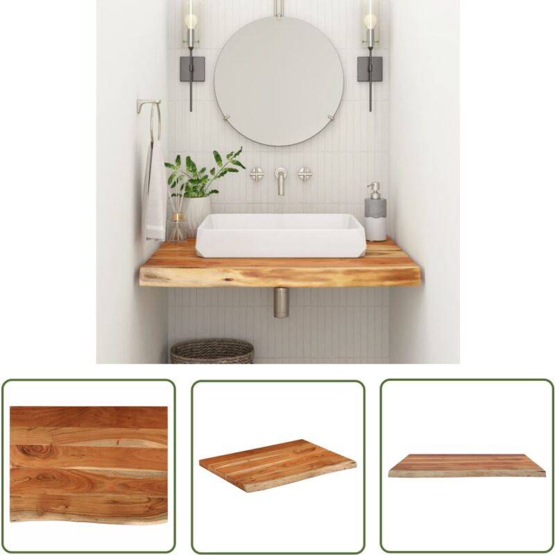 VidaXL Comptoir de salle de bain 70x60x2,5 cm rectangulaire acacia