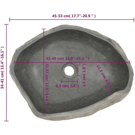 Ceramica Lavandino Cucina In Pietra.Lavandino Ovale In Pietra Di Fiume 46 52 Cm