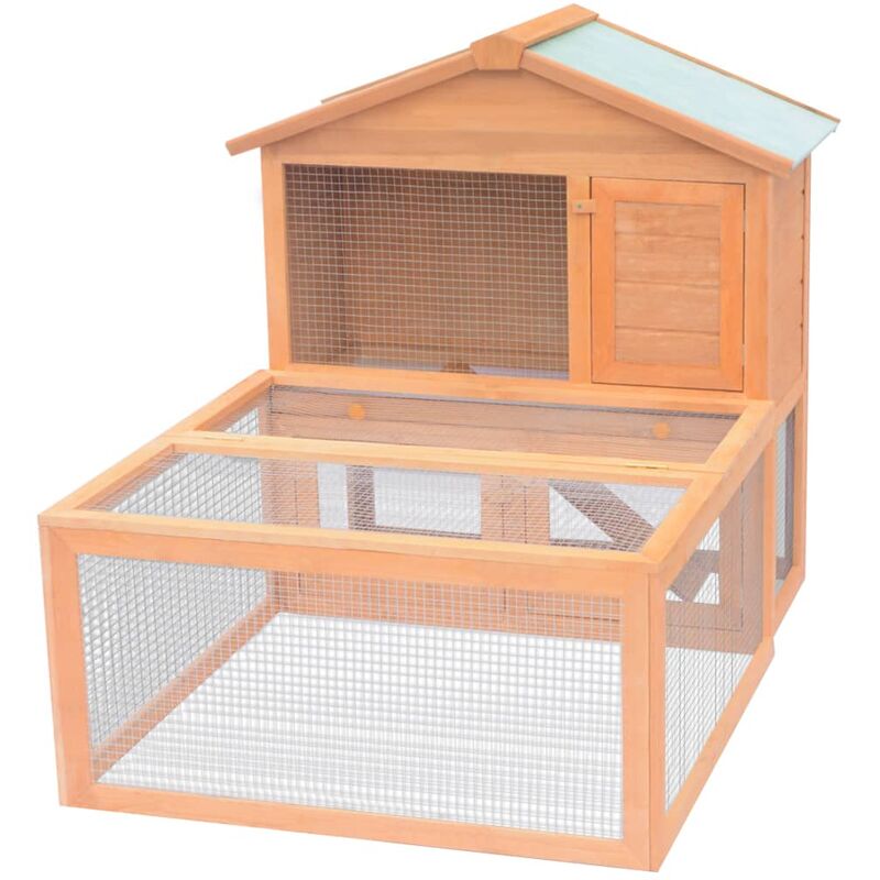 

vidaXL Conejera jaula de animales con patio exterior madera - Marrón