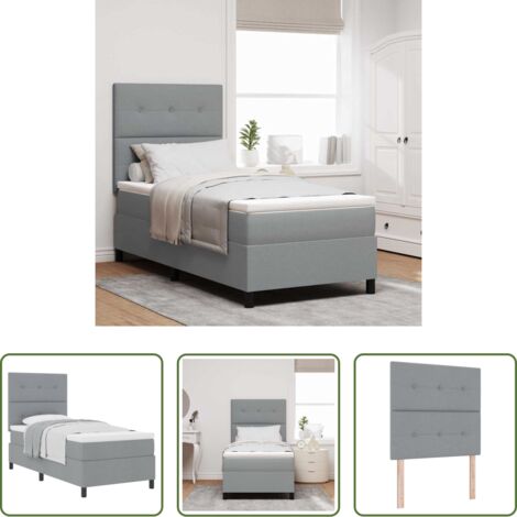 vidaXL Confort de sommeil -  Lit à ressorts avec matelas Gris clair 80 x 200 cm tissu