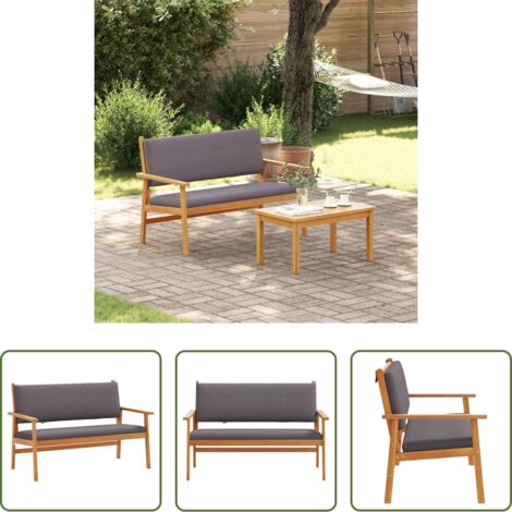 vidaXL Confort extérieur - Banc de jardin avec coussin Anthracite Bois d'Acacia Massif