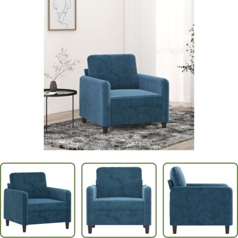 vidaXL Confort -  Fauteuil Bleu 60 cm Velours
