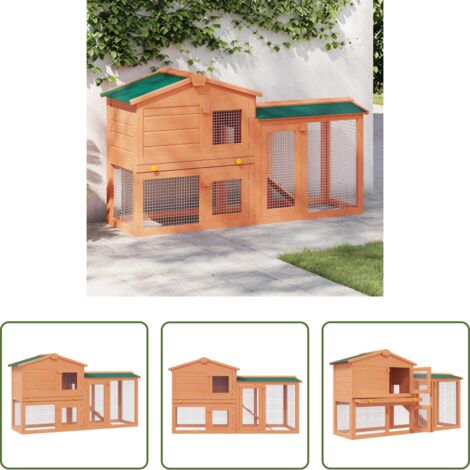vidaXL Conigliera all'aperto -  Conigliera all'Aperto Gabbia Animali Piccoli Casetta in Legno