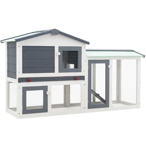 vidaXL Conigliera per Esterni Grande Grigia e Bianca 145x45x84cm Legno