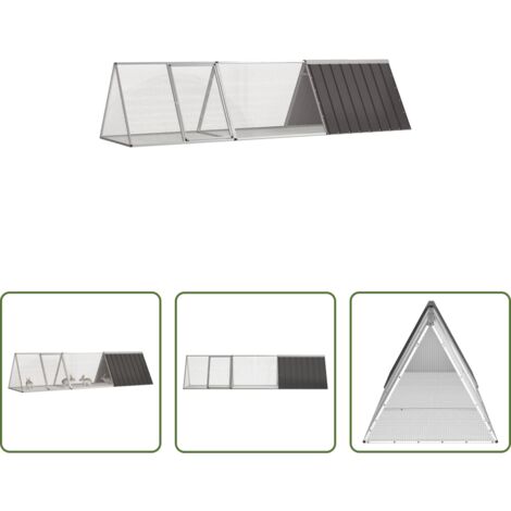 vidaXL Coniglio -  Gabbia per conigli antracite 302,5x80,5x71 cm in acciaio zincato