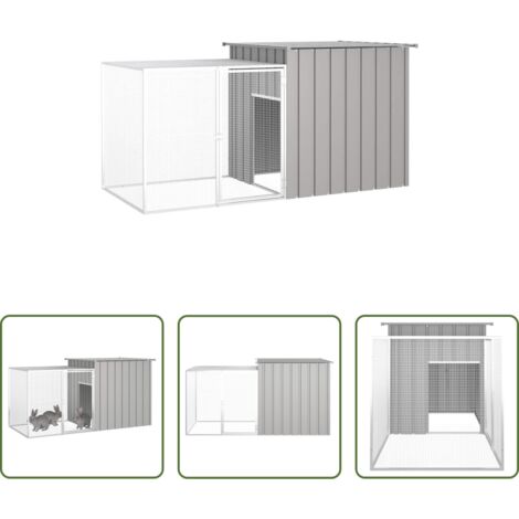 vidaXL Coniglio -  Gabbia per Conigli Grigia 200x91x100 cm Acciaio Zincato