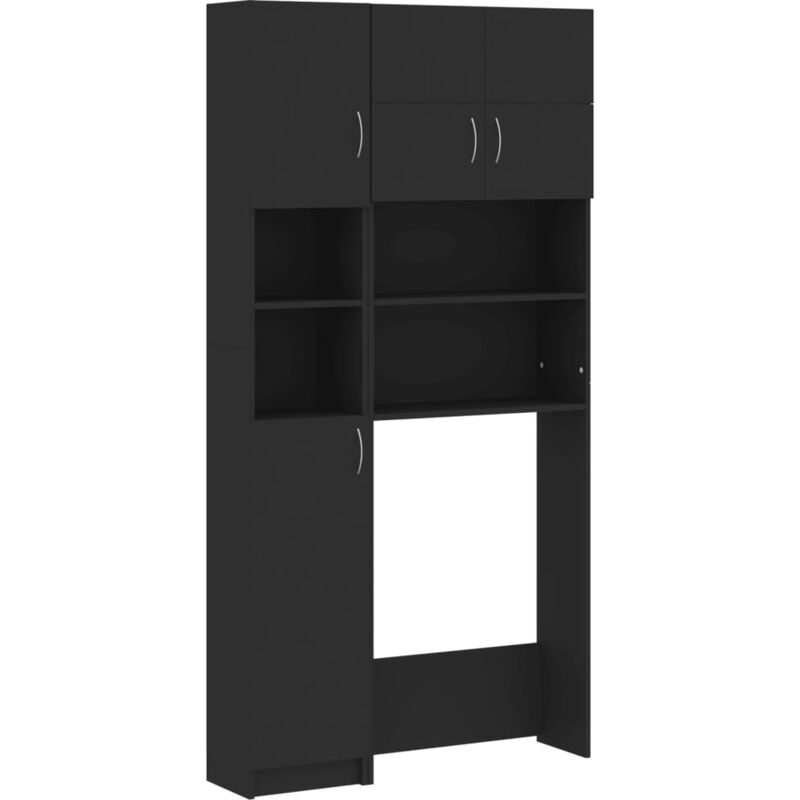 

Conjunto de armario para lavadora aglomerado negro - Negro - Vidaxl