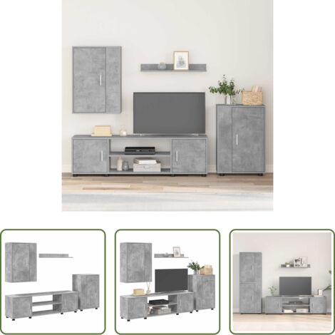 vidaXL Conjunto de armarios -  Conjunto de mueble de TV 4 pcs Gris Concreto