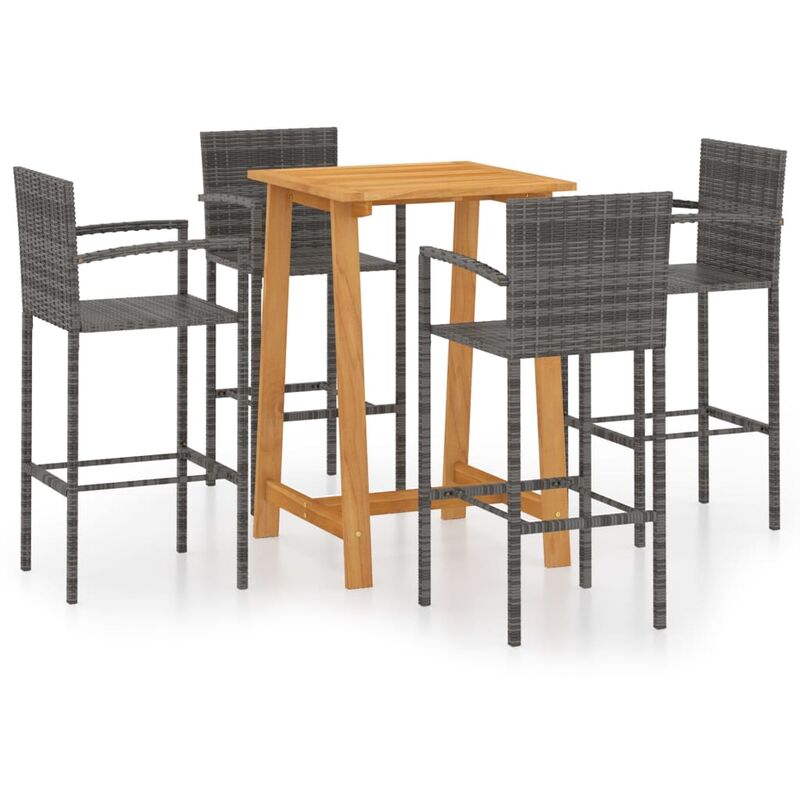 

vidaXL Conjunto de bar para jardín 5 piezas gris - Gris