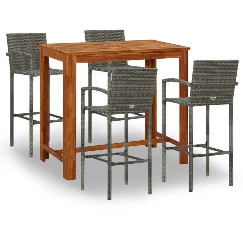 

vidaXL Conjunto de bar para jardín 5 piezas gris - Gris