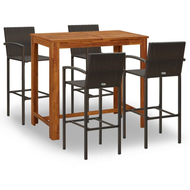 

vidaXL Conjunto de bar para jardín 5 piezas marrón - Marrón