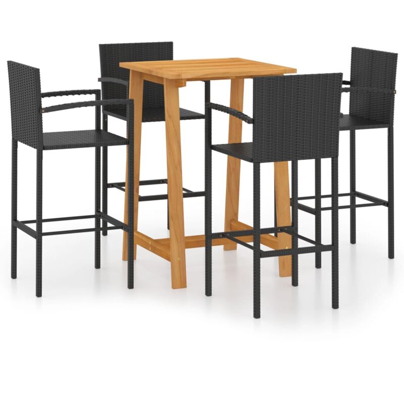 

vidaXL Conjunto de bar para jardín 5 piezas negro - Negro