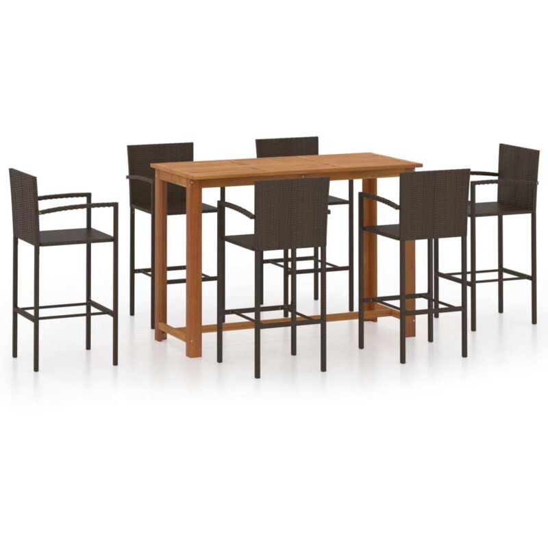 

Conjunto de bar para jardín 7 piezas marrón - Marrón - Vidaxl