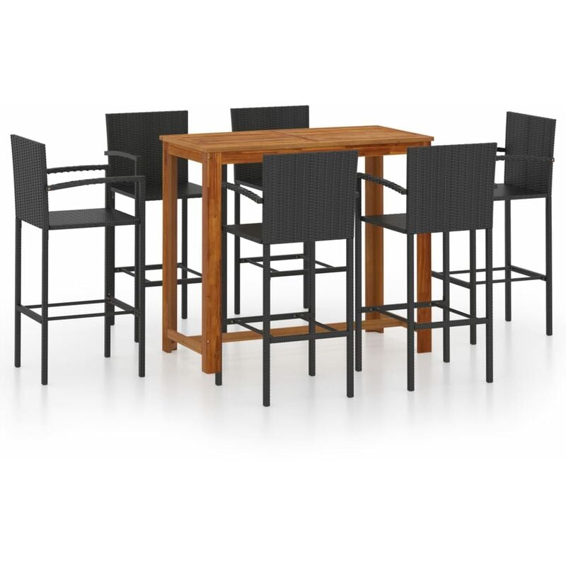 

Conjunto de bar para jardín 7 piezas negro - Negro - Vidaxl