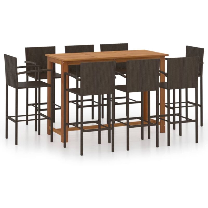 

Conjunto de bar para jardín 9 piezas marrón - Marrón - Vidaxl