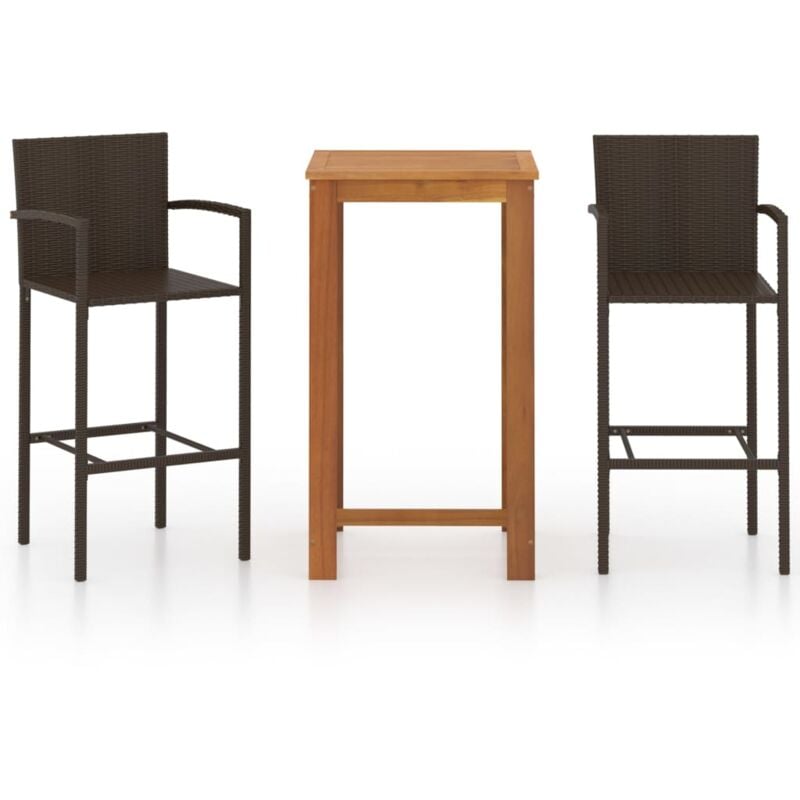 

vidaXL Conjunto de bar para jardín 3 piezas marrón - Marrón