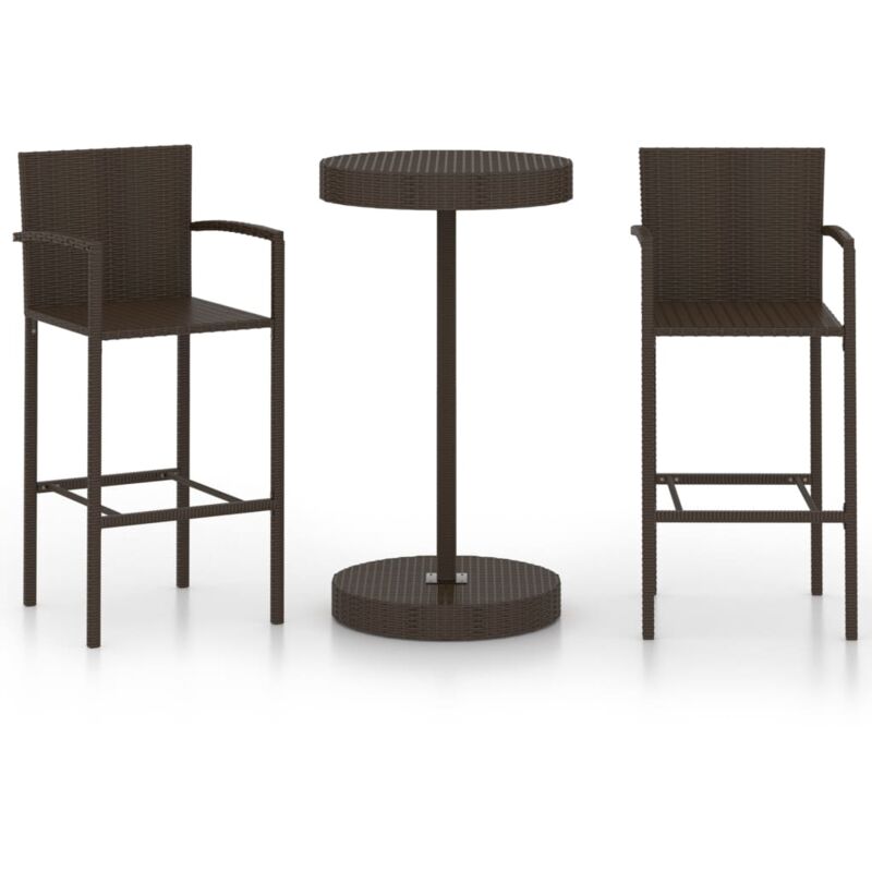 

vidaXL Conjunto de bar para jardín 3 piezas ratán sintético marrón - Marrón