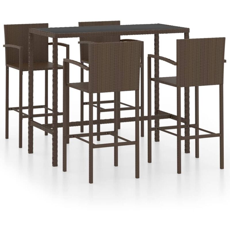 

vidaXL Conjunto de bar para jardín 5 piezas ratán sintético marrón - Marrón