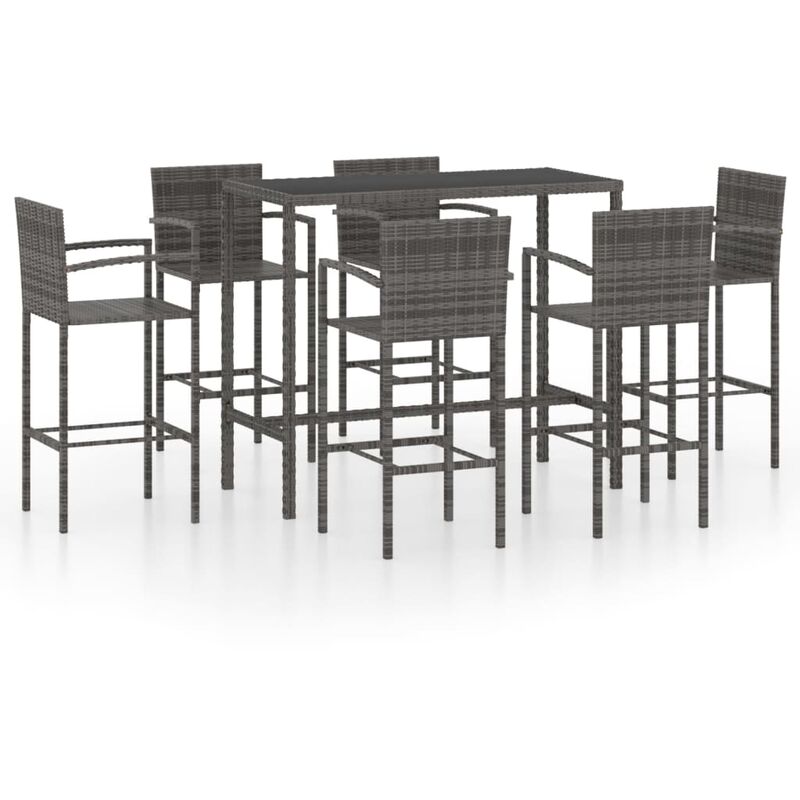 

Conjunto de bar para jardín 7 piezas ratán sintético gris - Gris - Vidaxl