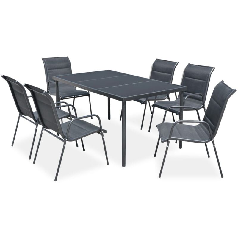 

Vidaxl - Juego de comedor de jardín 7 piezas de acero negro - Negro