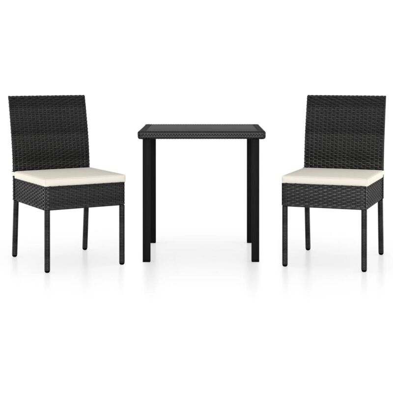 

Conjunto de comedor de jardín 3 piezas ratán sintético negro - Negro - Vidaxl