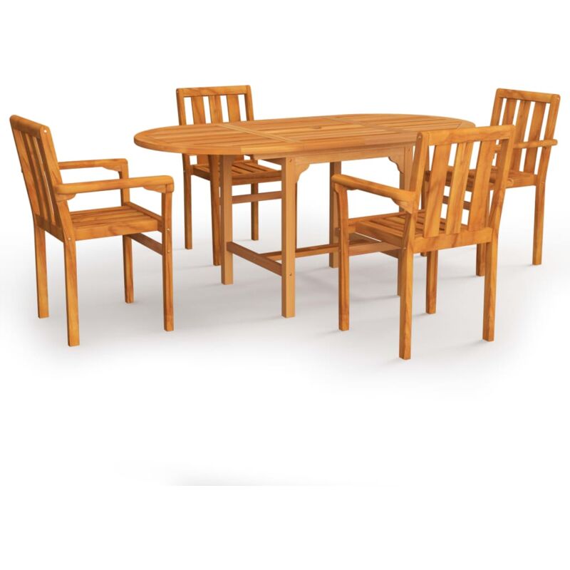 

Conjunto de comedor de jardín 5 piezas madera maciza de teca - Marrón - Vidaxl