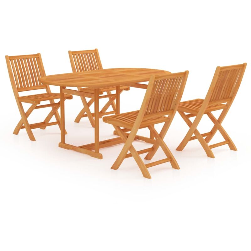 

Conjunto de comedor de jardín 5 piezas madera maciza de teca - Marrón - Vidaxl