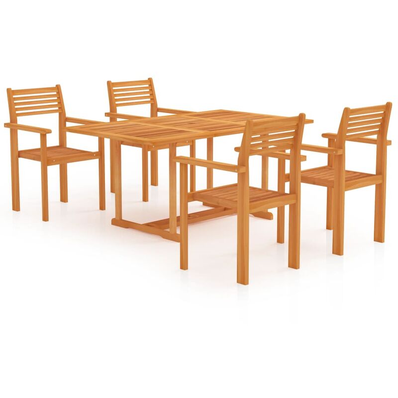 

vidaXL Conjunto de comedor de jardín 5 piezas madera maciza de teca - Marrón