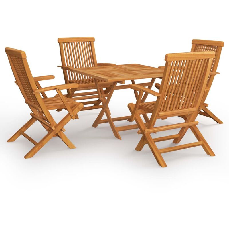 

vidaXL Conjunto de comedor de jardín 5 piezas madera maciza de teca - Marrón