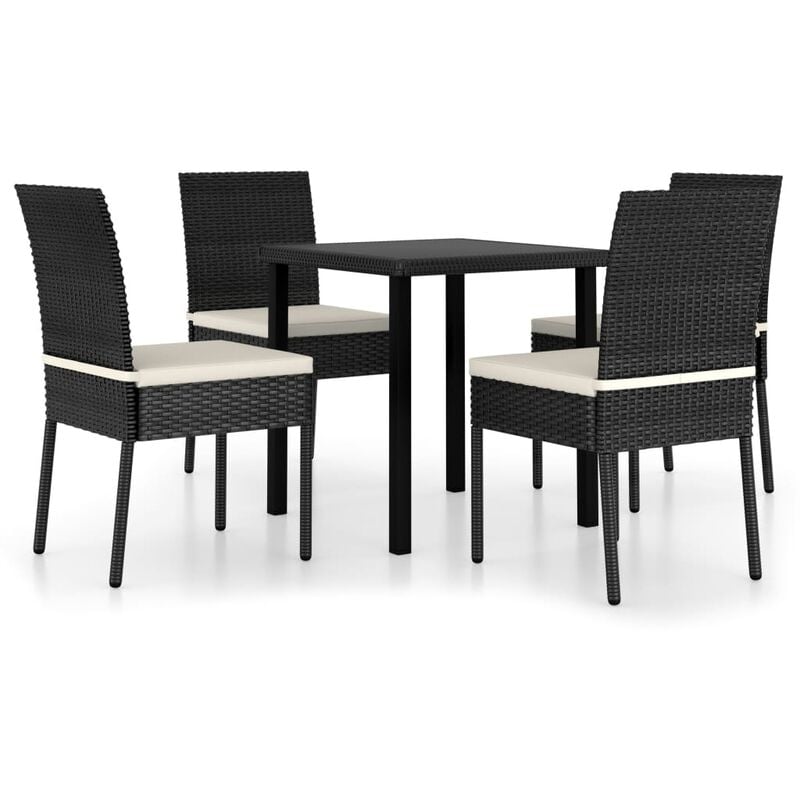 

Conjunto de comedor de jardín 5 piezas ratán sintético negro - Negro - Vidaxl