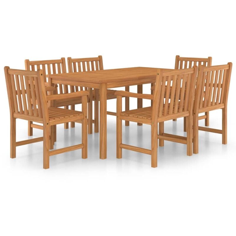 

vidaXL Conjunto de comedor de jardín 7 piezas madera maciza de teca - Marrón