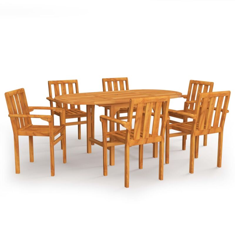

Conjunto de comedor de jardín 7 piezas madera maciza de teca - Marrón - Vidaxl
