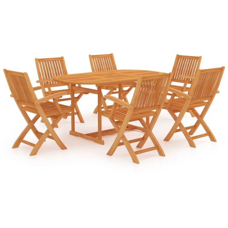 

Conjunto de comedor de jardín 7 piezas madera maciza de teca - Marrón - Vidaxl