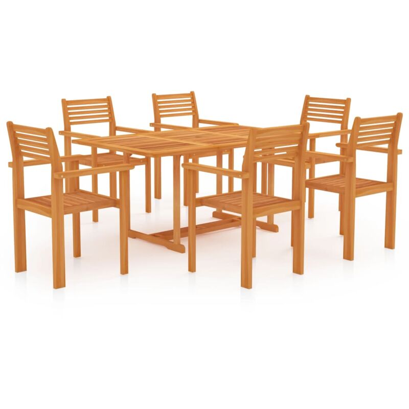 

Conjunto de comedor de jardín 7 piezas madera maciza de teca - Marrón - Vidaxl