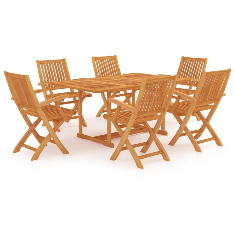 

Conjunto de comedor de jardín 7 piezas madera maciza de teca - Marrón - Vidaxl