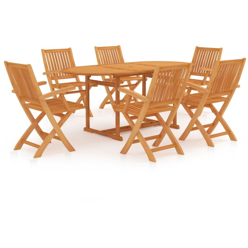 

Conjunto de comedor de jardín 7 piezas madera maciza de teca - Marrón - Vidaxl