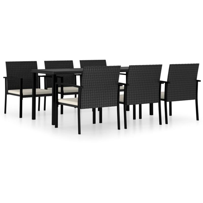 

Conjunto de comedor de jardín 7 piezas ratán sintético negro - Negro - Vidaxl