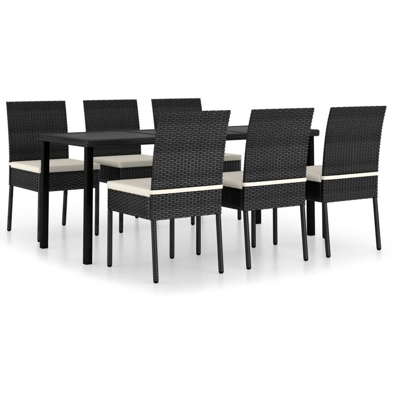 

Conjunto de comedor de jardín 7 piezas ratán sintético negro - Negro - Vidaxl