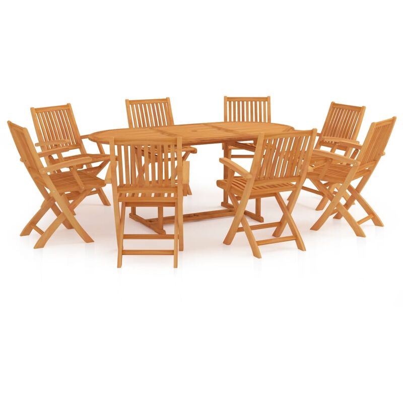 

Conjunto de comedor de jardín 9 piezas madera maciza de teca - Marrón - Vidaxl