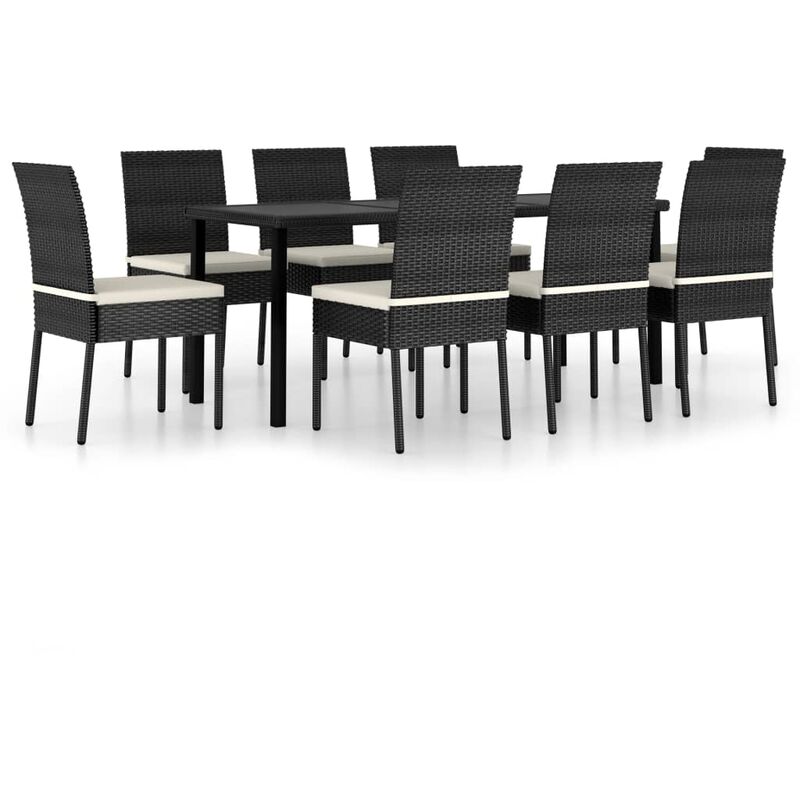 

Conjunto de comedor de jardín 9 piezas ratán sintético negro - Negro - Vidaxl