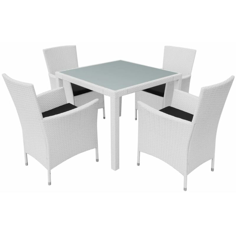 

Set de comedor de jardín 5 piezas ratán sintético blanco crema - Blanco - Vidaxl