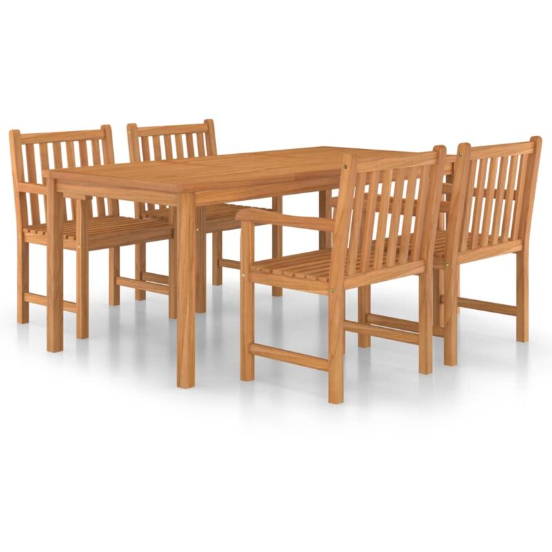 

Conjunto de comedor de jardín 5 piezas madera maciza de teca - Marrón - Vidaxl