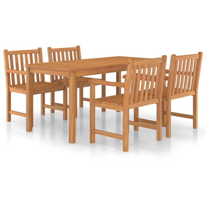 

Conjunto de comedor de jardín 5 piezas madera maciza de teca - Marrón - Vidaxl